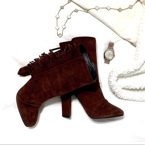 Giuseppe Zanotti Fringe Brown Suede Boho Booties Festival Fall 39
